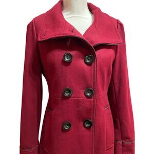 Red Steve Madden Red button up Pea Coat Womens size Medium